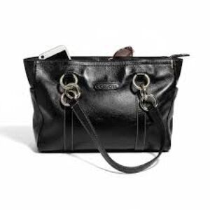 Coach Black Leather Shoulder Bag with Silver Hardware